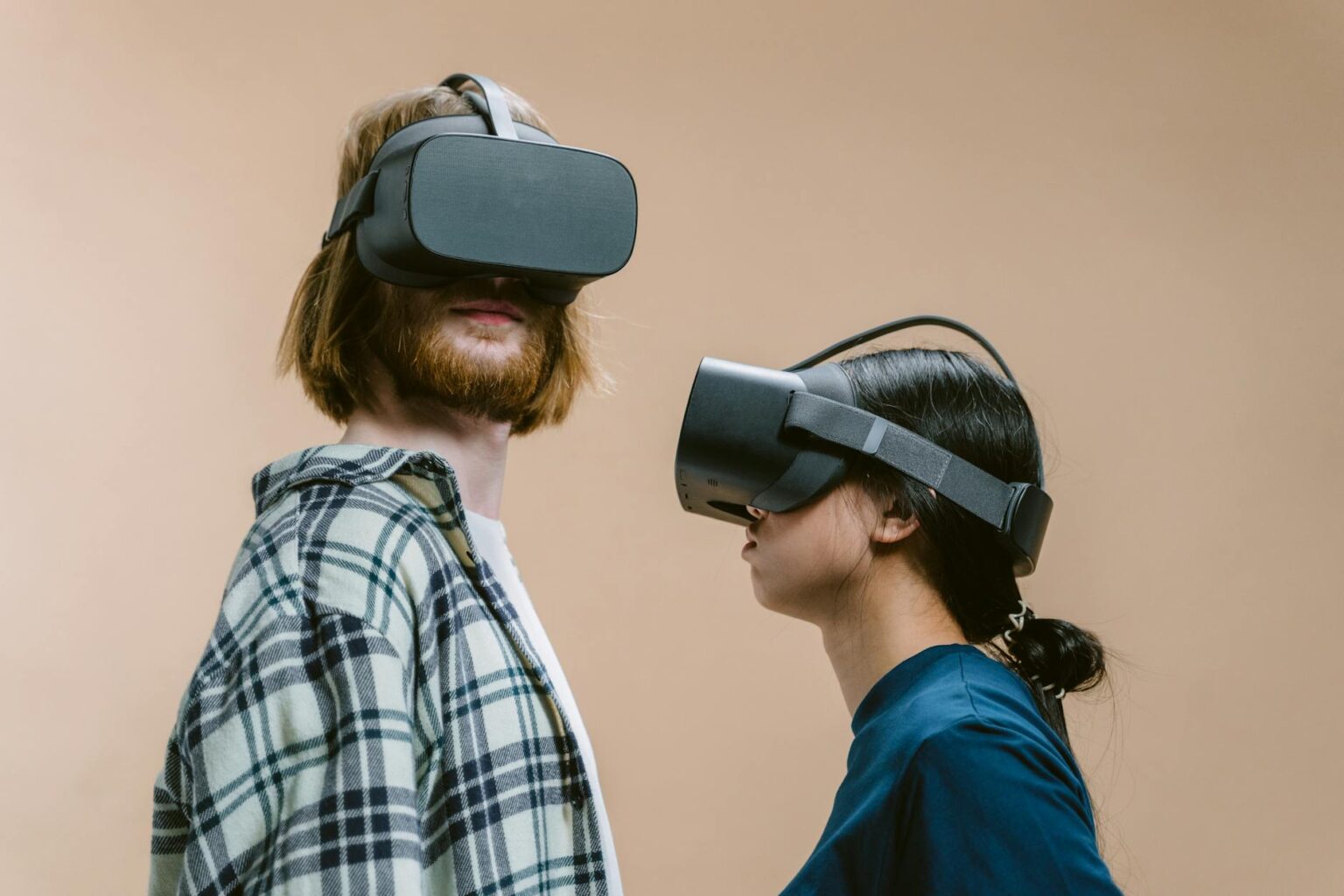 Person wearing VR headset experiencing immersive virtual reality content