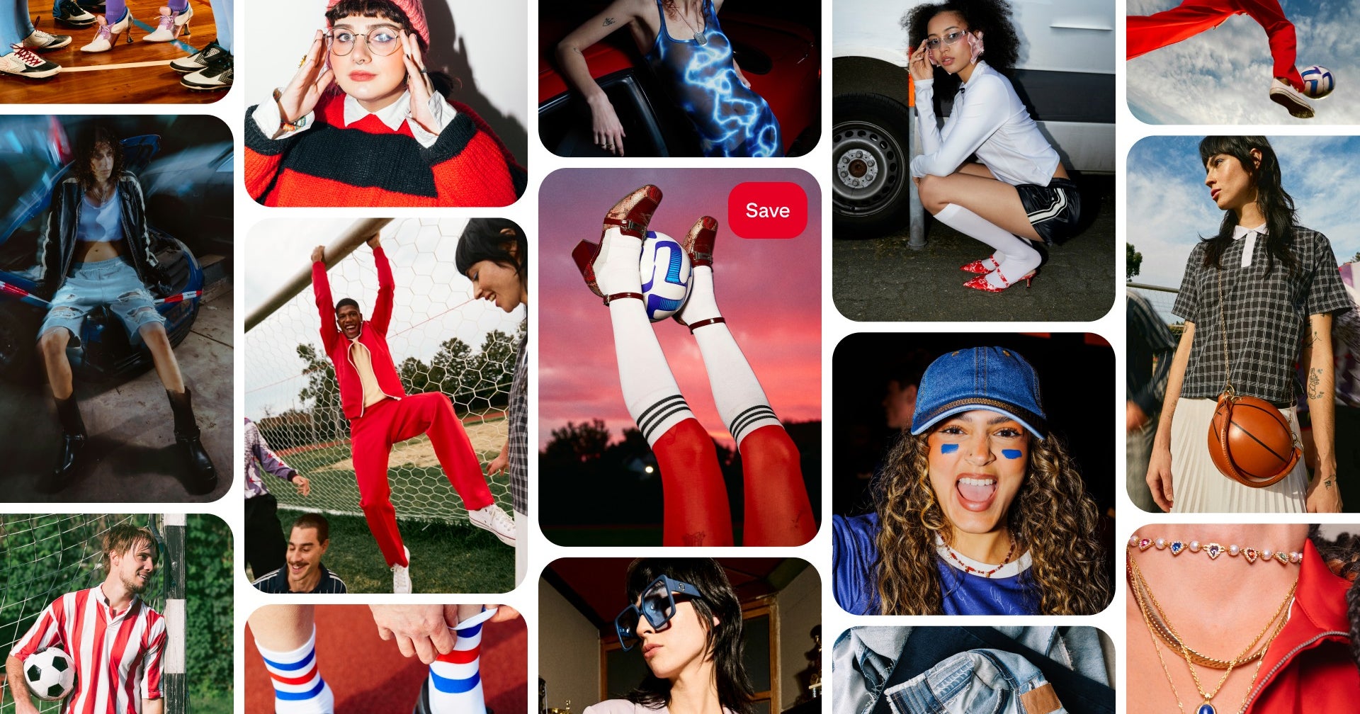 Woman wearing a colorful sports jersey styled as a street fashion outfit