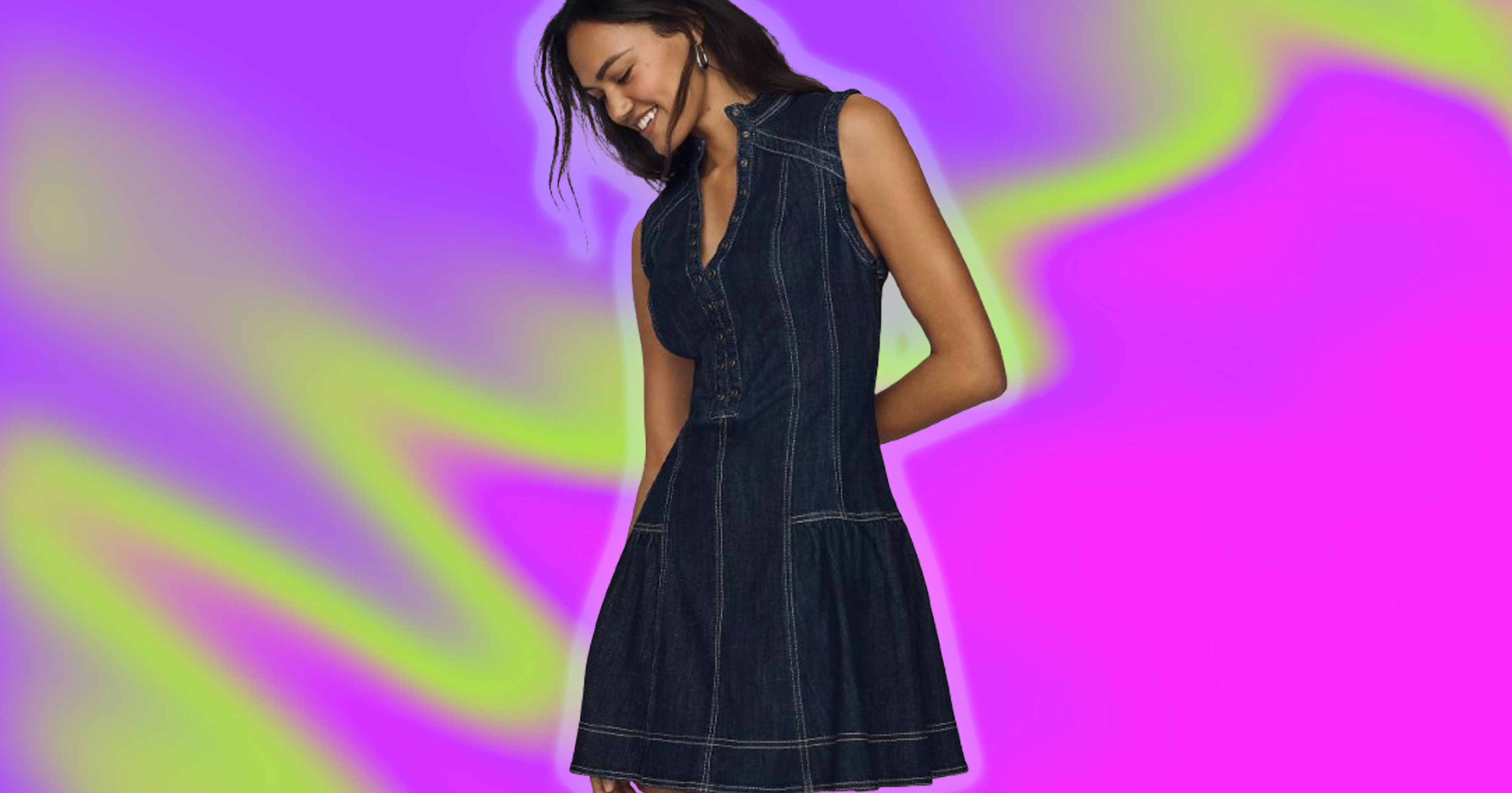 Woman wearing a lightweight cotton summer dress outdoors in warm weather