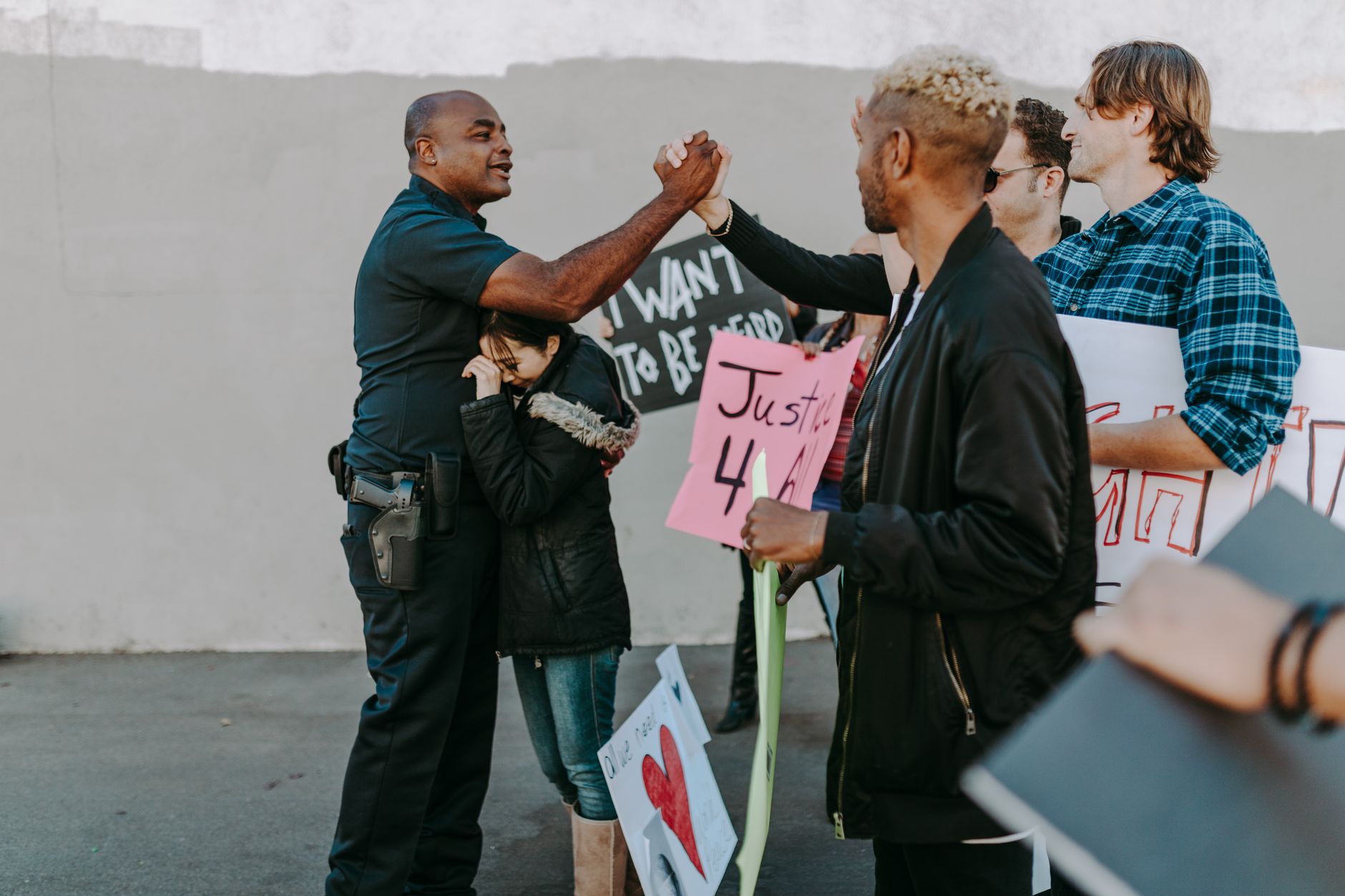 Group of people gathered at a community activism event