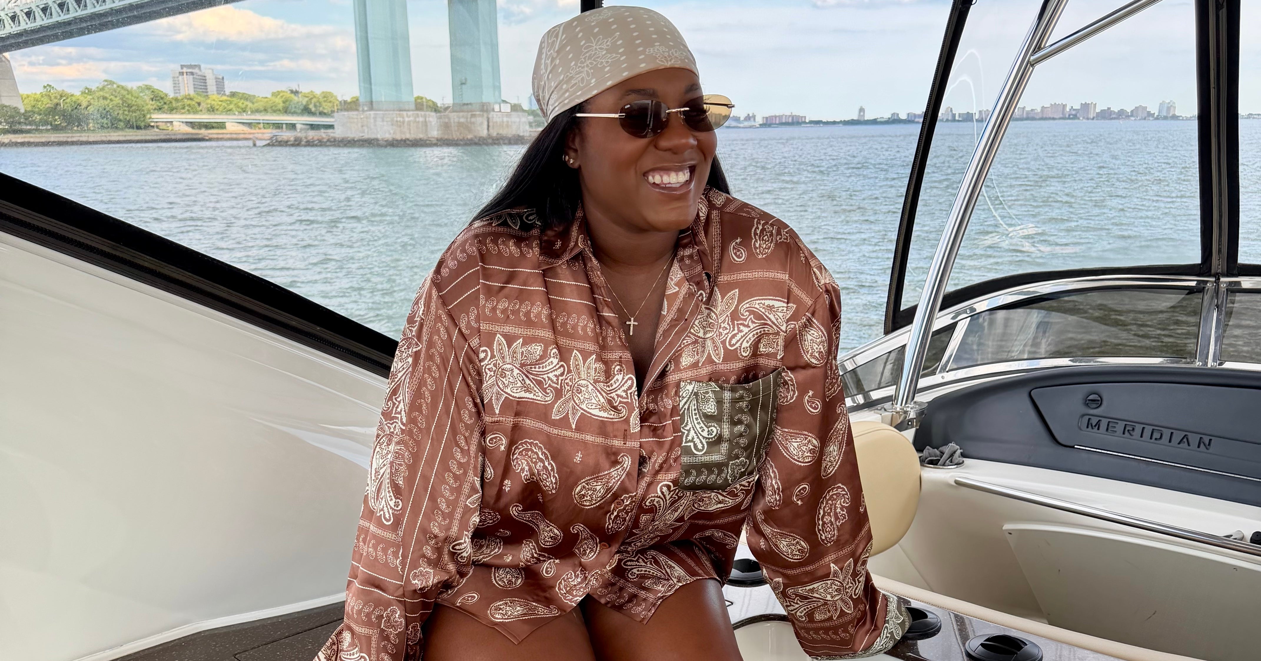 Friends gathered on the deck of a luxury yacht on a sunny summer day