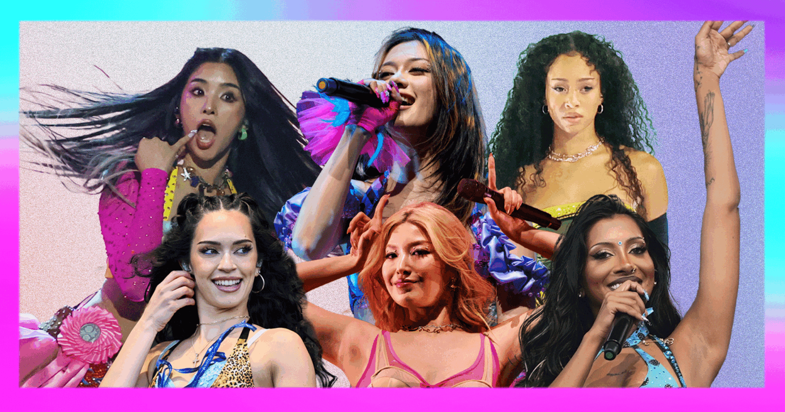 How To Dress Like Katseye, According To Your Fave Member Or Upcoming Concert Colorful layered K-Pop stage outfits with bold accessories and textured fabrics