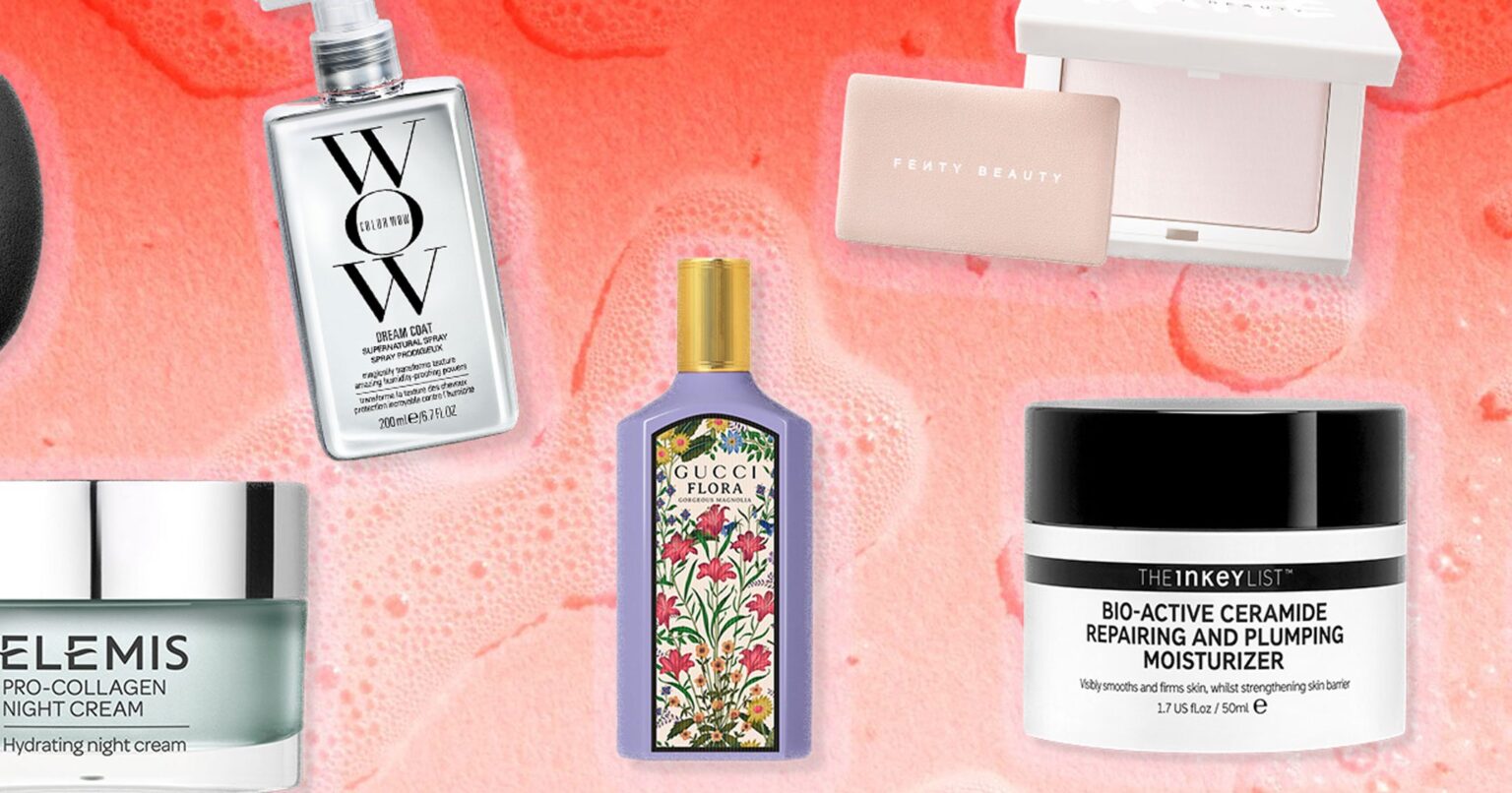 Here’s What We’re Buying From Ulta’s 21 Days Of Beauty Assorted makeup and skincare products arranged on a white surface