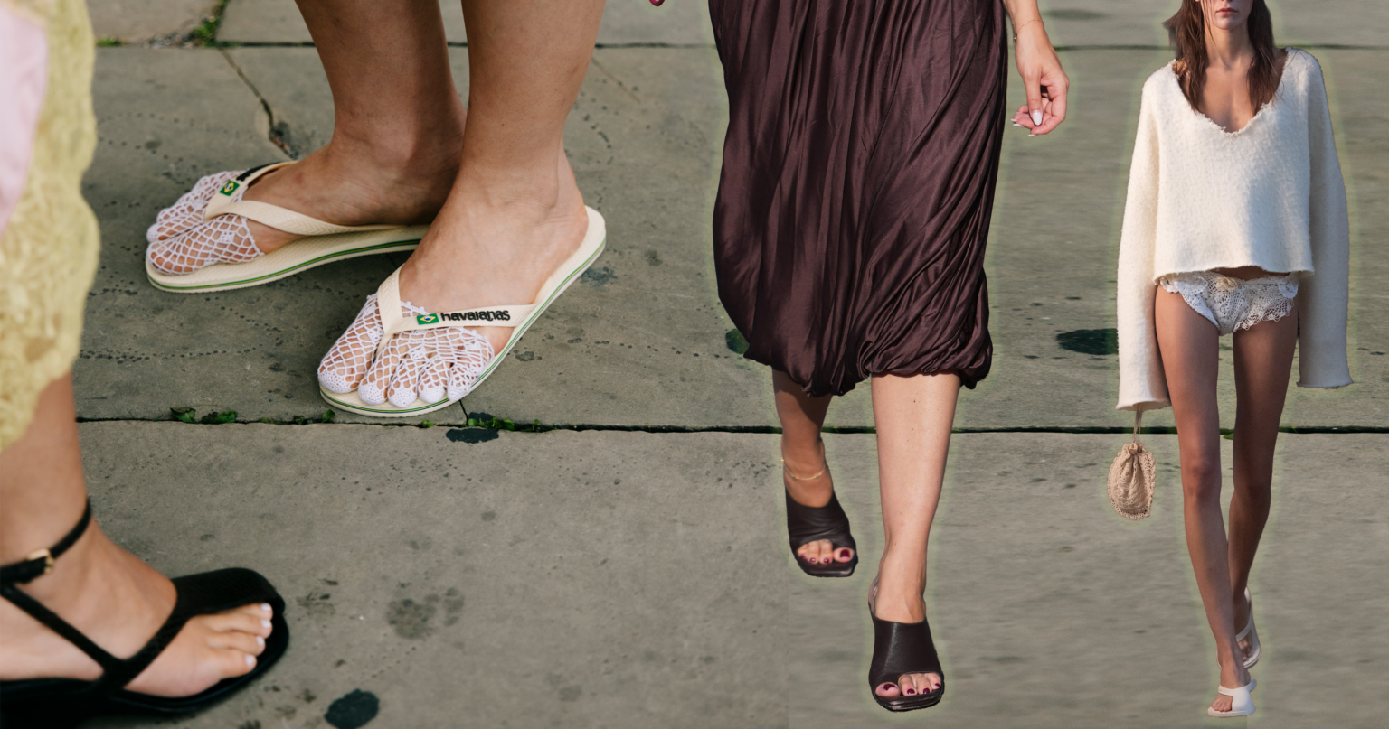 Havaianas Put a Toe Cap on It and Copenhagen Said Yes Street style attendees outside a fashion week venue wearing statement sandals and summer outfits
