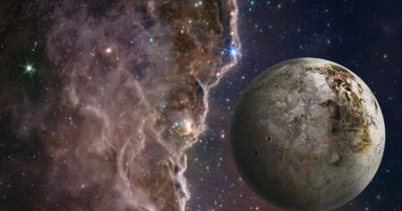 Deep night sky filled with stars and faint nebula color, evoking astrological transit energy